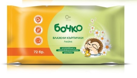 Бочко Мокри кърпички с лайка 0+ 72 бр