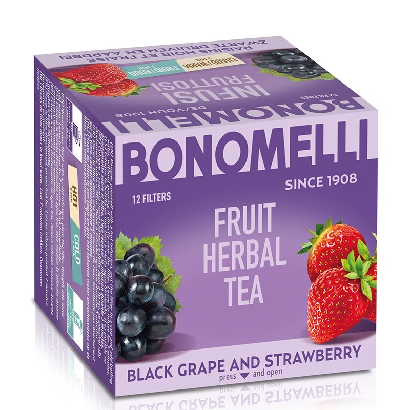 Bonomelli Плодов чай с черно грозде и ягода, филтър х 12 бр