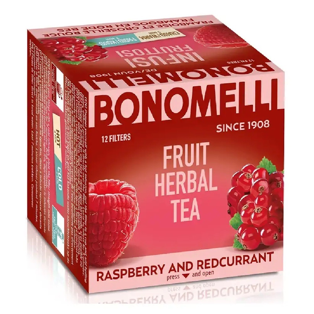 Bonomelli Плодов чай с малини и червено френско грозде, филтър х 12 бр