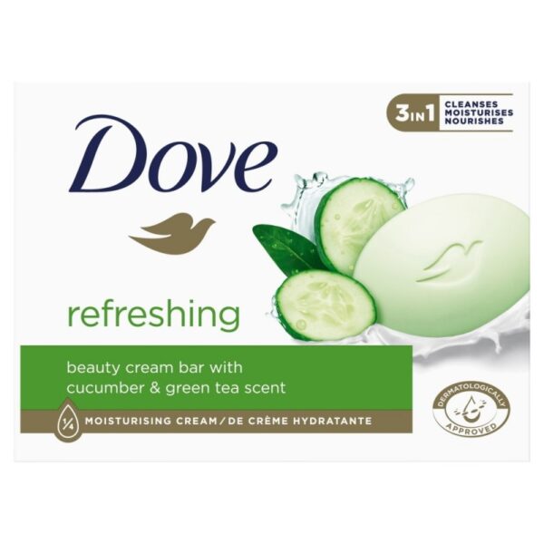 Dove Refreshing Овлажняващ крем-сапун за ръце, лице и тяло с краставица и зелен чай 90 г