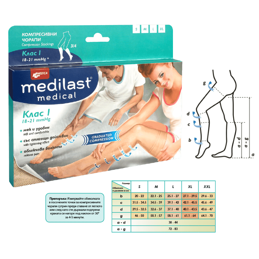 Medica Medilast Medical Компресивен чорап 3/4 Клас 1 Размер XL