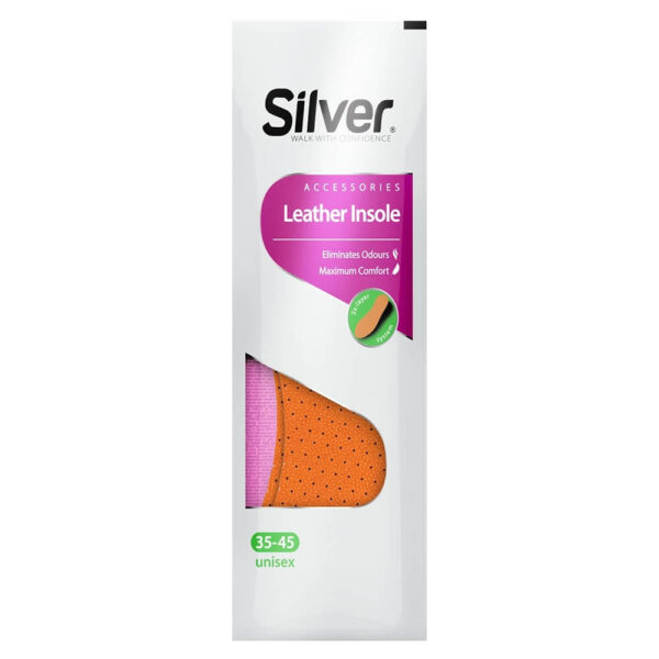 Silver Leather Кожени стелки с активен въглен, размери 35–45