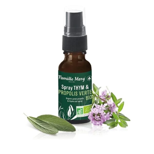 Famille Mary Spray Thym & Propolis Verte Bio — спрей за гърло с мащерка, зелен прополис и градински чай, 20 мл