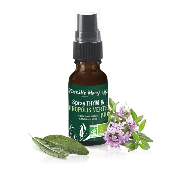 Famille Mary Spray Thym & Propolis Verte Bio — спрей за гърло с мащерка, зелен прополис и градински чай, 20 мл