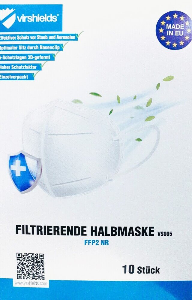 Virshields Санитарни маски FFP2 бели, 10 броя
