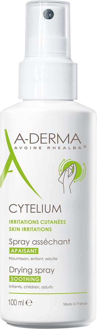 A-Derma Cytelium Подсушаващ спрей за подмокрящи кожни раздразнения на лицето и тялото 100 мл