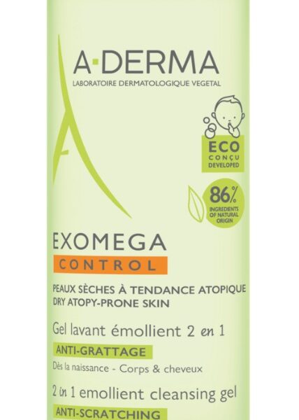 A-Derma Exomega Control Емолиентeн почистващ гел 2в1 за кърмачета и деца 500 мл