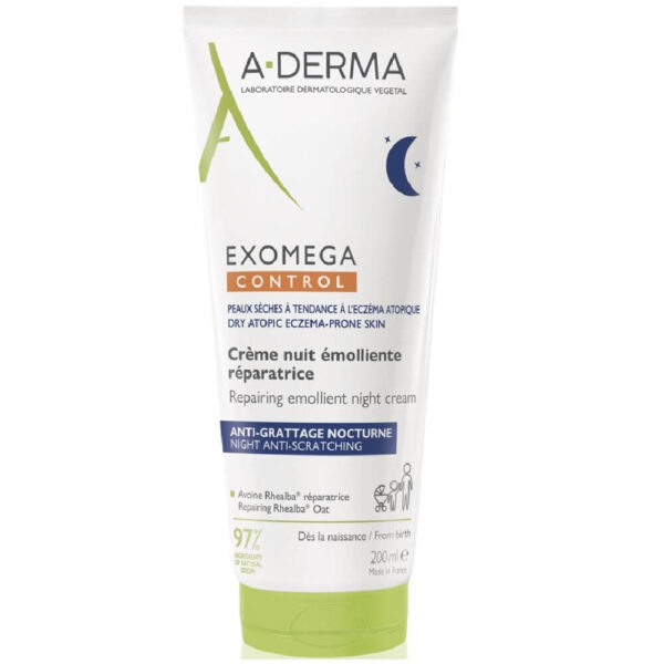 A-Derma Exomega Control Възстановяващ емолиентен нощен крем за суха и атопична кожа 200 мл