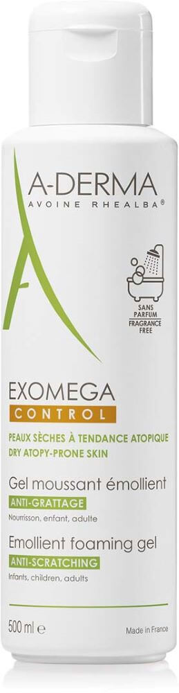 A-Derma Exomega Control Емолиентен пенещ се гел за лице и тяло 500 мл