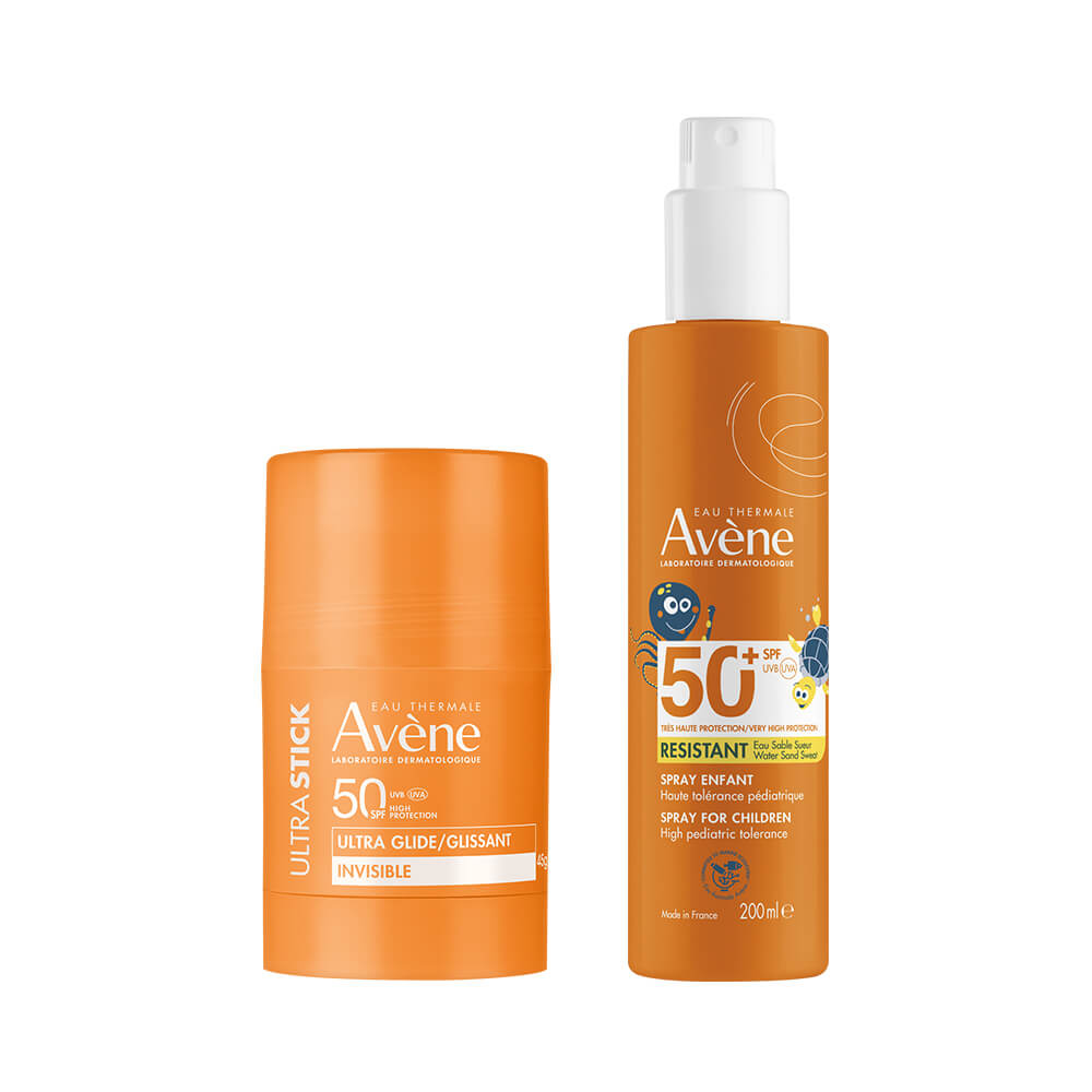 Avene Слънцезащитен невидим стик за деца и възрастни SPF50 45 г + Слънцезащитен спрей за деца SPF50+ 200 мл Комплект
