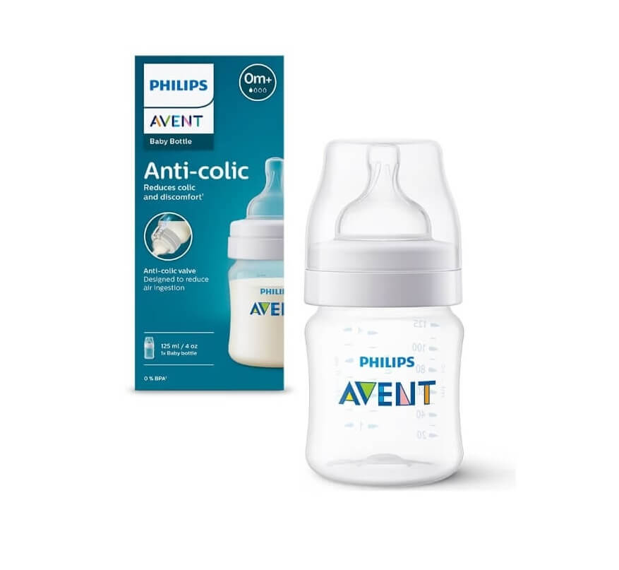Avent Anti-Colic Бутилка с биберон за новородено със слаб поток 0М+ 125 мл