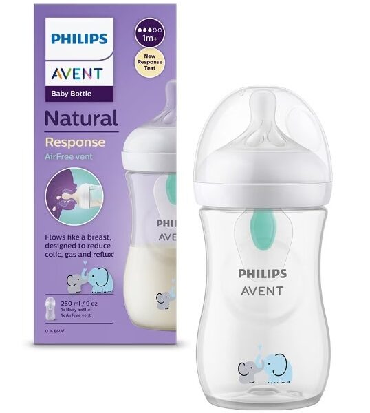 Avent Natural Response AirFree Шише с биберон с картинка за момче 1М+ 260 мл