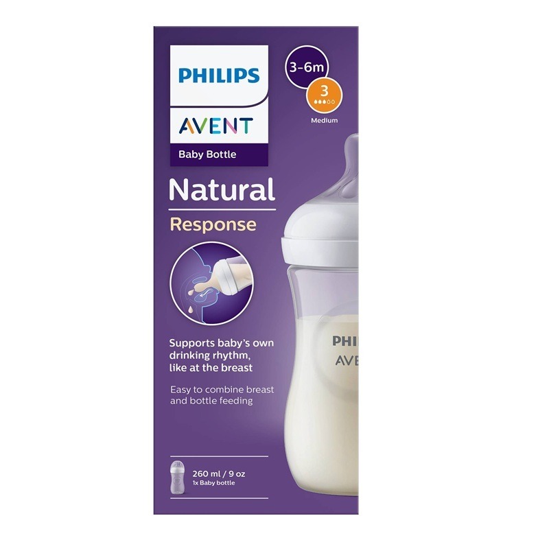 Avent Natural Response Шише с биберон с поток 3, 3-6М 260 мл