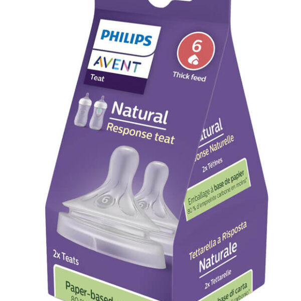 Avent Natural Response Силиконов биберон за гъсти храни със силен поток 6М+ х 2 бр
