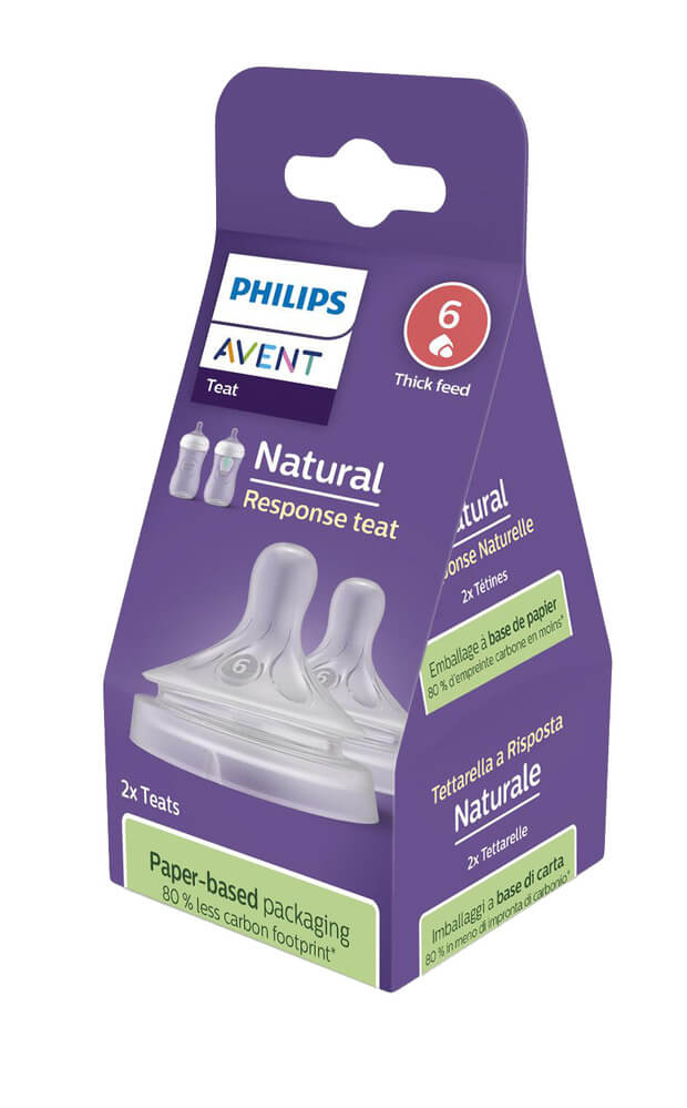Avent Natural Response Силиконов биберон за гъсти храни със силен поток 6М+ х 2 бр