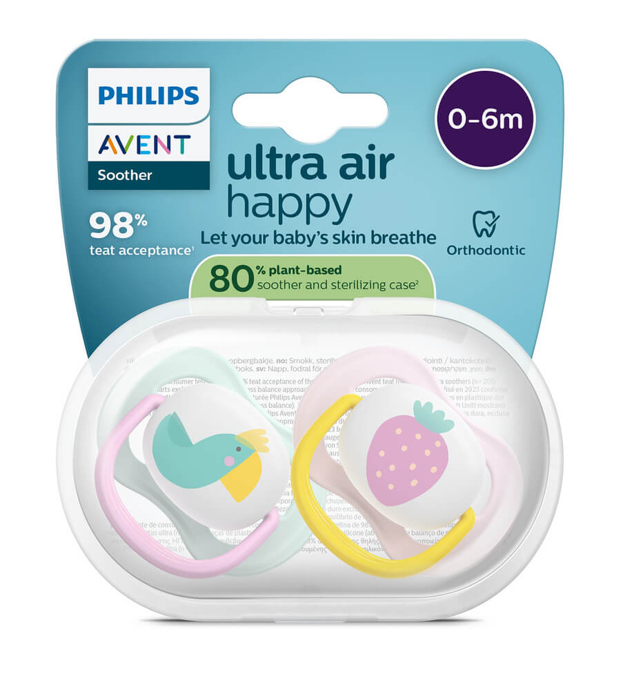 Avent Ultra Air Ортодонтична залъгалка ягода 0-6М x 2 броя