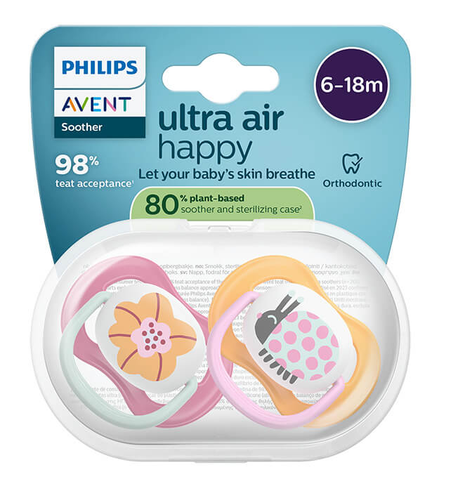 Avent Ultra Air Ортодонтична залъгалка калинка 6-18М x 2 броя