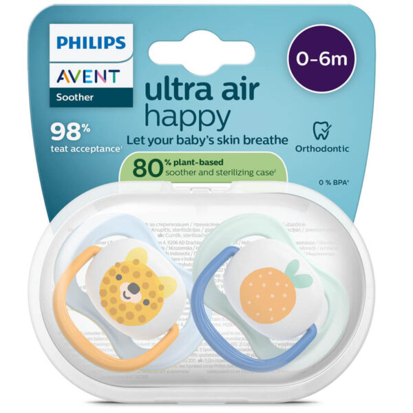 Avent Ultra Air Ортодонтична залъгалка лъв 0-6М x 2 броя