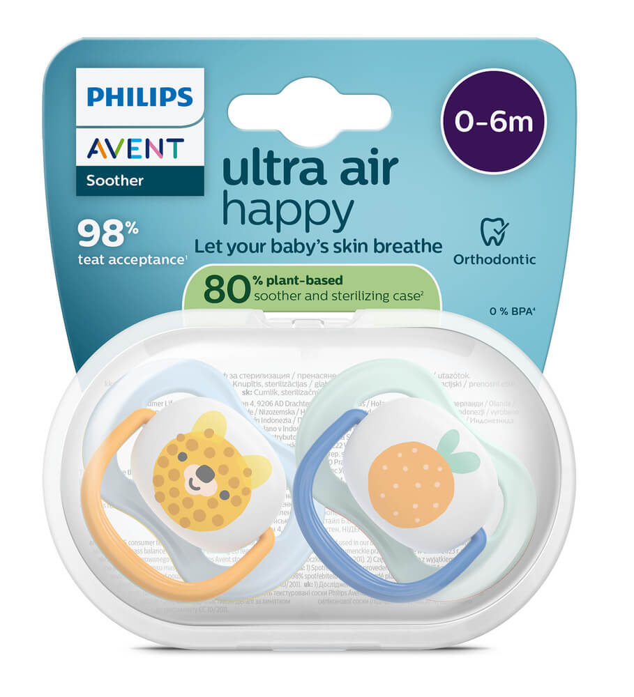 Avent Ultra Air Ортодонтична залъгалка лъв 0-6М x 2 броя