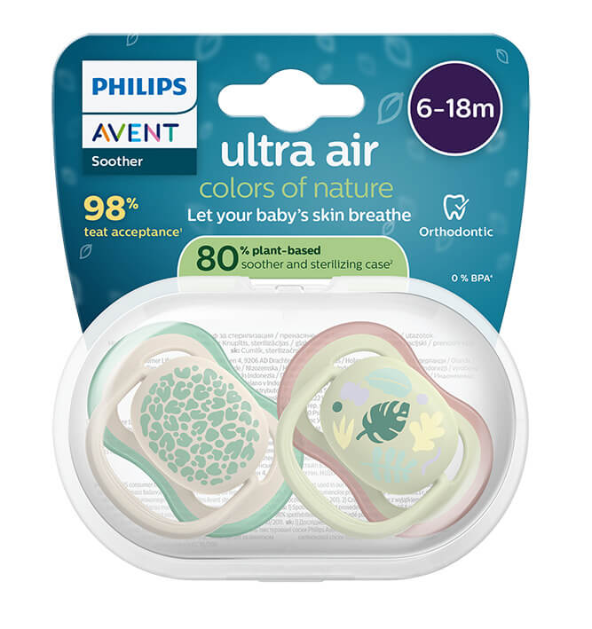 Avent Ultra Air Ортодонтична залъгалка листо 6-18М x 2 броя