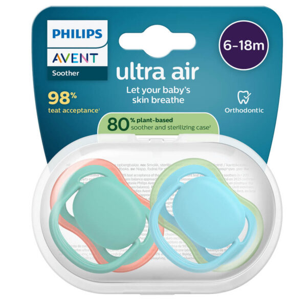 Avent Ultra Air Ортодонтична залъгалка момче 6-18М x 2 броя