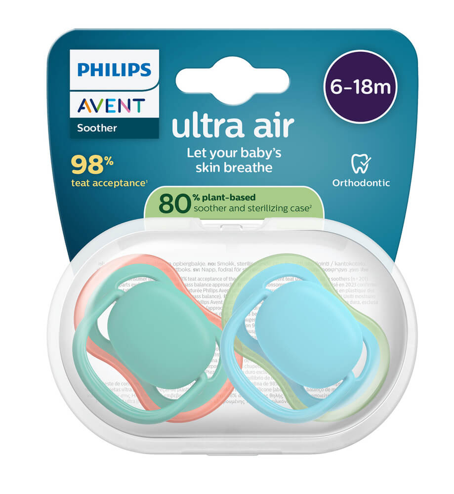 Avent Ultra Air Ортодонтична залъгалка момче 6-18М x 2 броя