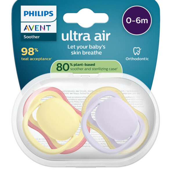 Avent Ultra Air Ортодонтична залъгалка момиче 0-6М x 2 броя