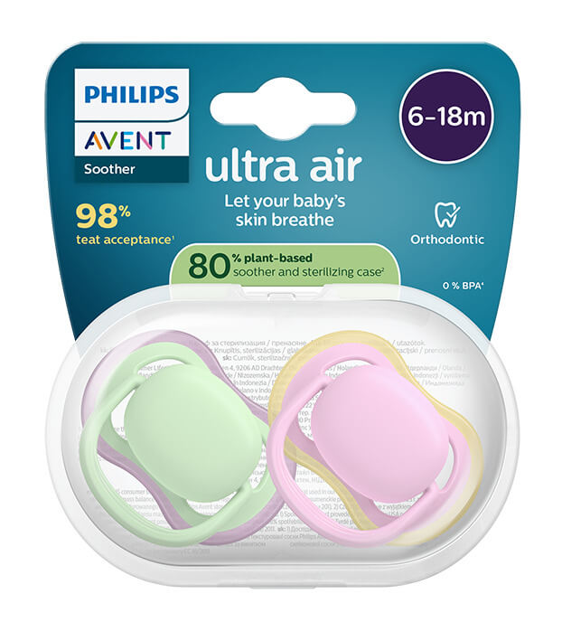 Avent Ultra Air Ортодонтична залъгалка момиче 6-18М x 2 броя