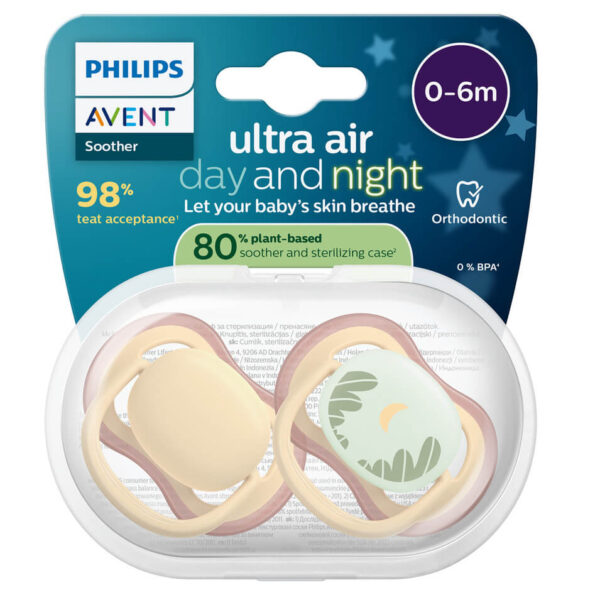 Avent Ultra Air Ортодонтична залъгалка нощна звезда 0-6М x 2 броя