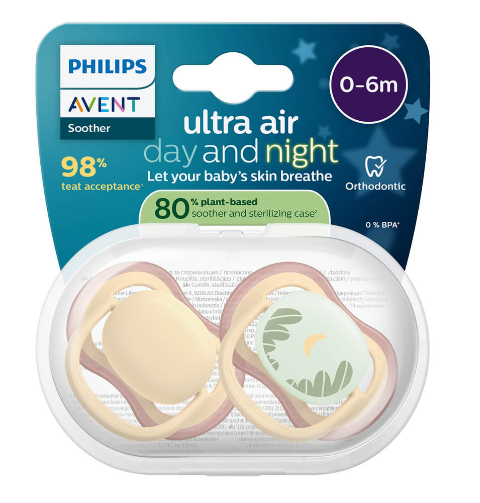 Avent Ultra Air Ортодонтична залъгалка нощна звезда 0-6М x 2 броя