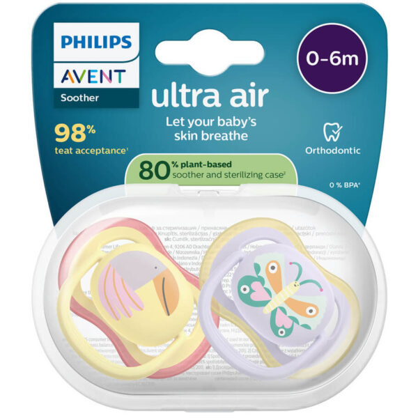 Avent Ultra Air Ортодонтична залъгалка пеперуда 0-6М x 2 броя