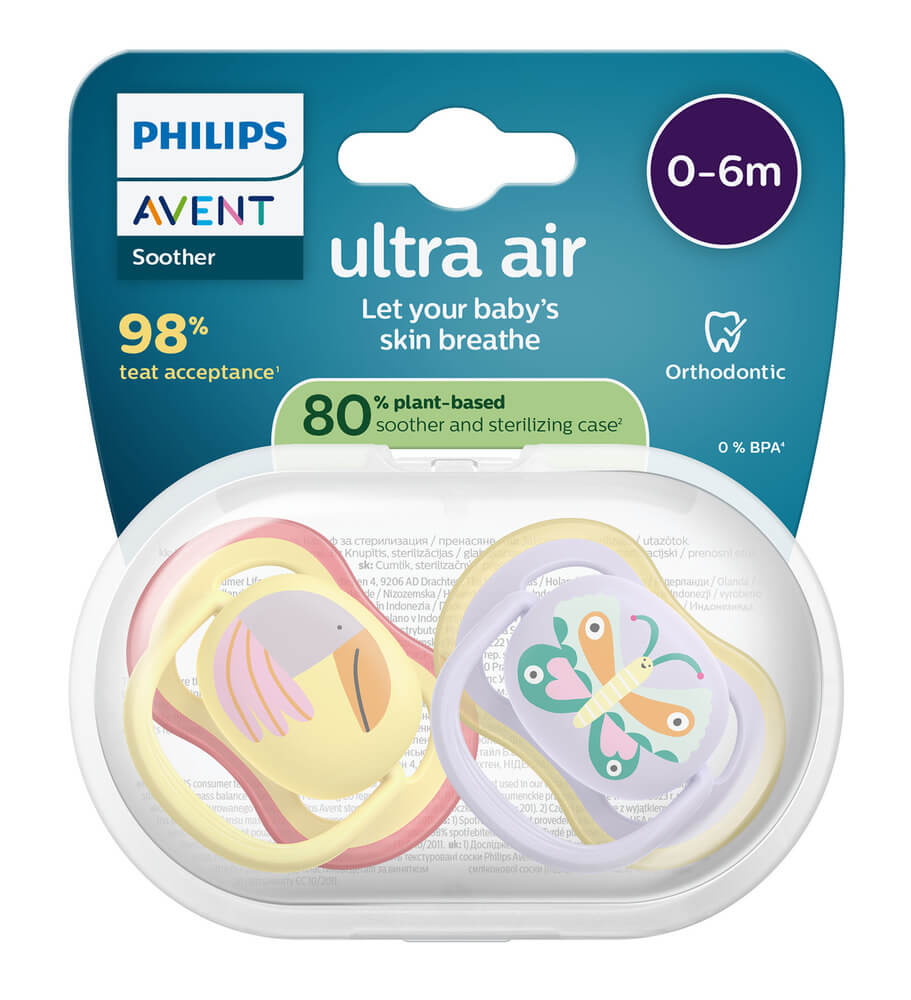 Avent Ultra Air Ортодонтична залъгалка пеперуда 0-6М x 2 броя