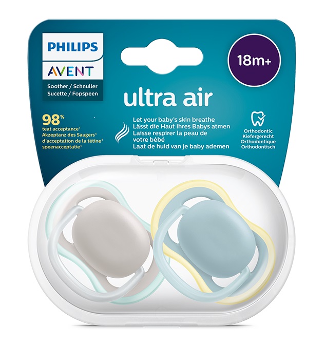 Avent Ultra Air Ортодонтична залъгалка с кутийка 18М+ x2 бр