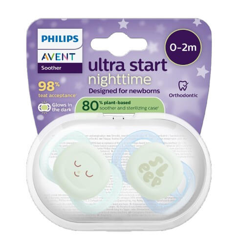 Avent Ultra Air Ортодонтична залъгалка за момче нощна 0-2М x 2 броя