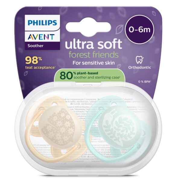 Avent Ultra Soft Ортодонтична залъгалка охлюв 0-6М x 2 броя