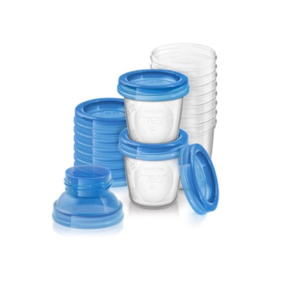 Avent Via Natural Чаша за кърма 180 мл 10 бр + Капачка 10 бр + Адаптор 2 бр Комплект