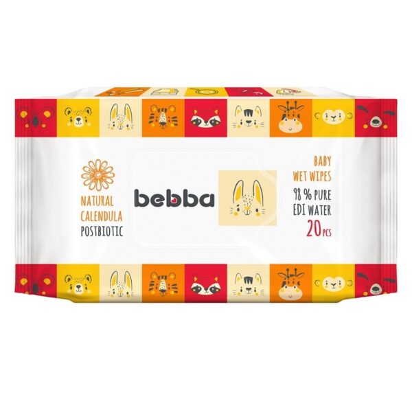 Bebba Мокри кърпички с невен и постбиотик 20 бр