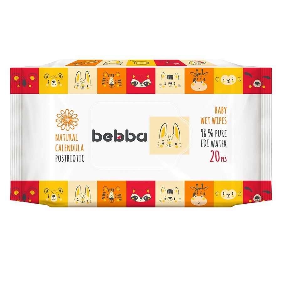 Bebba Мокри кърпички с невен и постбиотик 20 бр