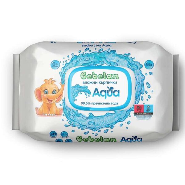 Bebelan Aqua Бебешки мокри кърпи с 99.6 % вода 64 бр