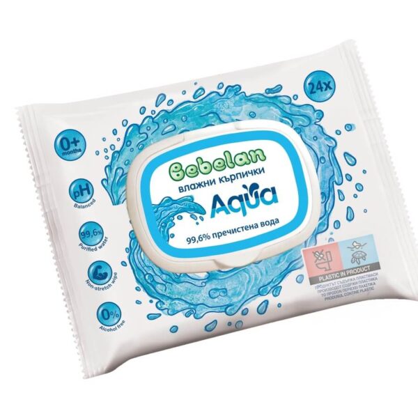 Bebelan Aqua Бебешки мокри кърпи с 99.6 % вода х 24 броя