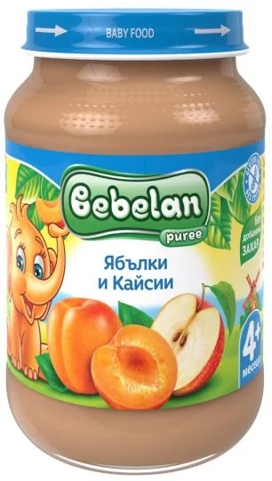 Bebelan Ябълки и кайсии Пюре 4М+ 190 гр