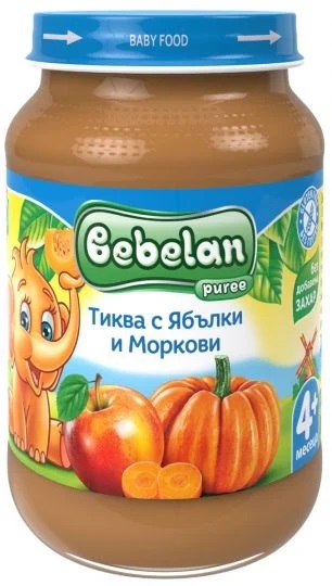 Bebelan Пюре Тиква с ябълки и моркови 4М+ 190 гр