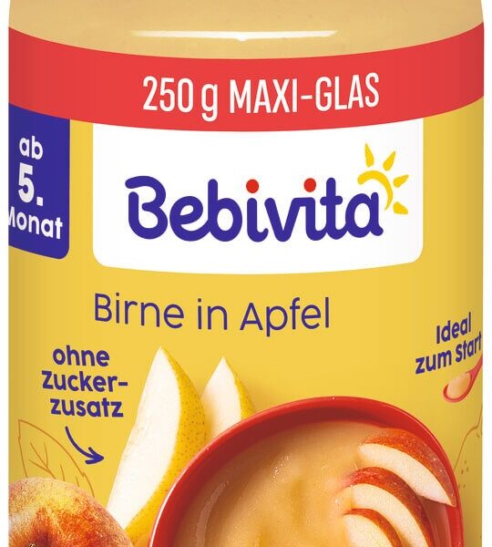 Bebivita Био пюре круши и ябълка без глутен 5М+ 250 г