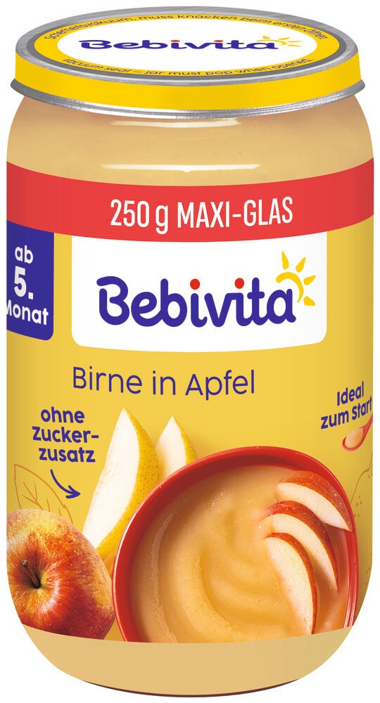 Bebivita Био пюре круши и ябълка без глутен 5М+ 250 г
