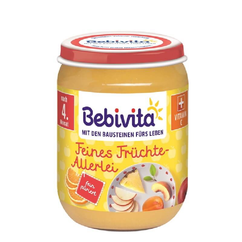 Bebivita пюре от различни плодове без глутен 4М+ 190 гр