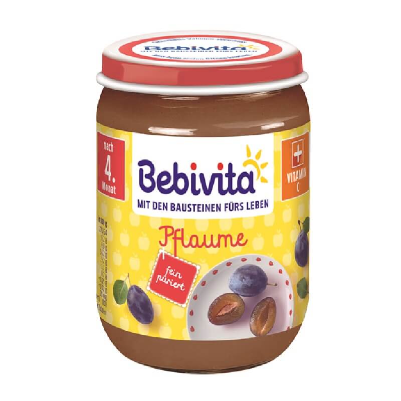 Bebivita пюре сини сливи без глутен 4М+ 190 гр