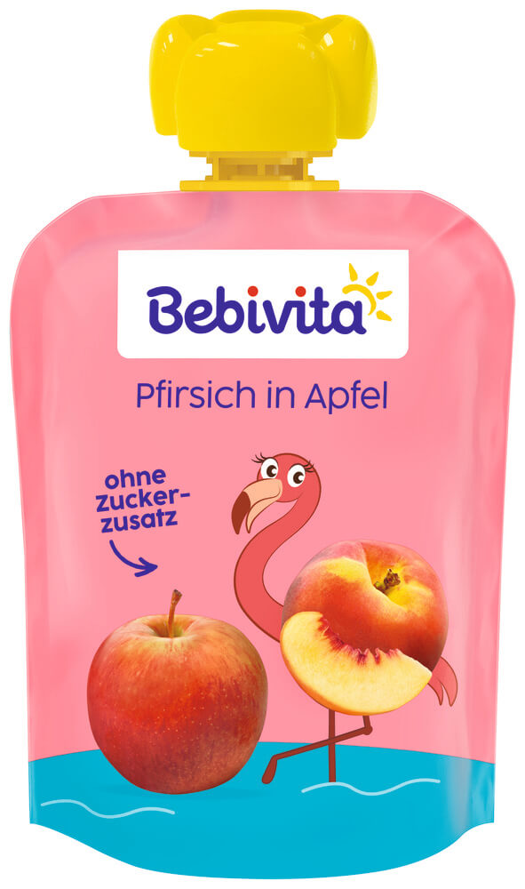 Bebivita Плодов пауч ябълка и праскова 5М+ 90 г