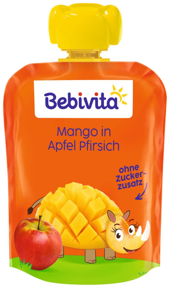 Bebivita Плодов пауч ябълка с манго и праскова 12М+ 90 г