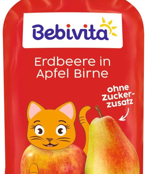 Bebivita Плодов пауч ягода, ябълка и круша 12М+ 90 г