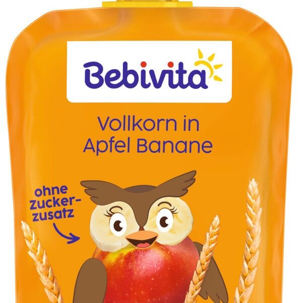 Bebivita Плодова закуска пълнозърнести култури с ябълка и банан 12М+ 90 г